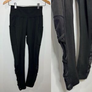 POP Fit Women's Gym Yoga Black Leggings with Pockets (S)